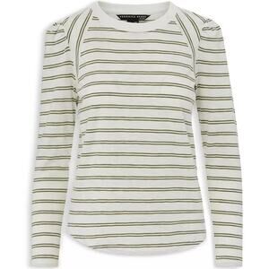 Veronica Beard Mason Striped Puff Long-Sleeve Baseball Tee Shirt Cotton Women XL